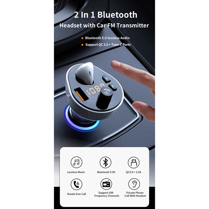 G57 FM-Transmitter-Car Kit Handsfree Bluetooth-Peakomplekti, Kõrvaklapid MP3-Mängija, USB-QC3.0 PD C-Tüüpi Kiire Laadimine 1