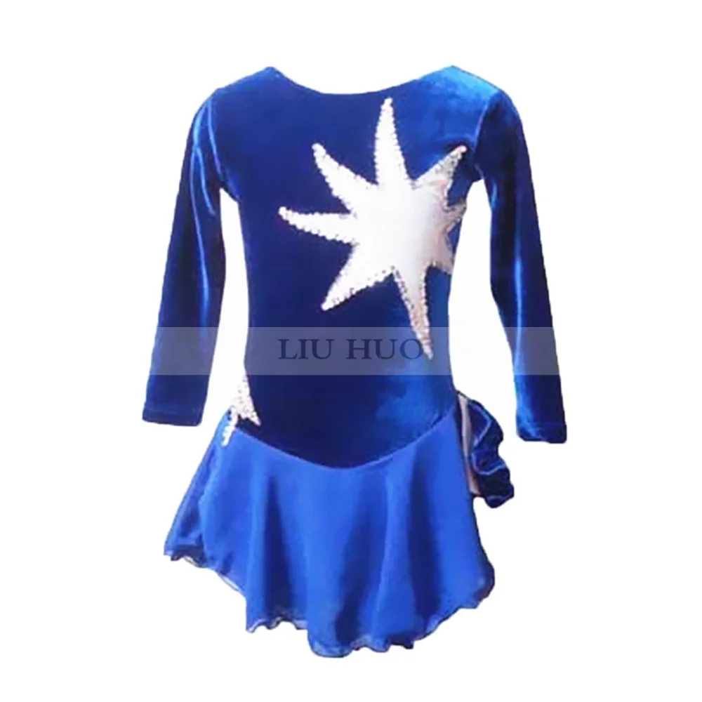 LIUHUO Naiste Tüdruk Täiskasvanud Laps Tulemuslikkuse Ballett Konkurentsi Leotard Jää iluuisutamise Kleit, Kostüüm Blue Star Velvet Lapsed 0