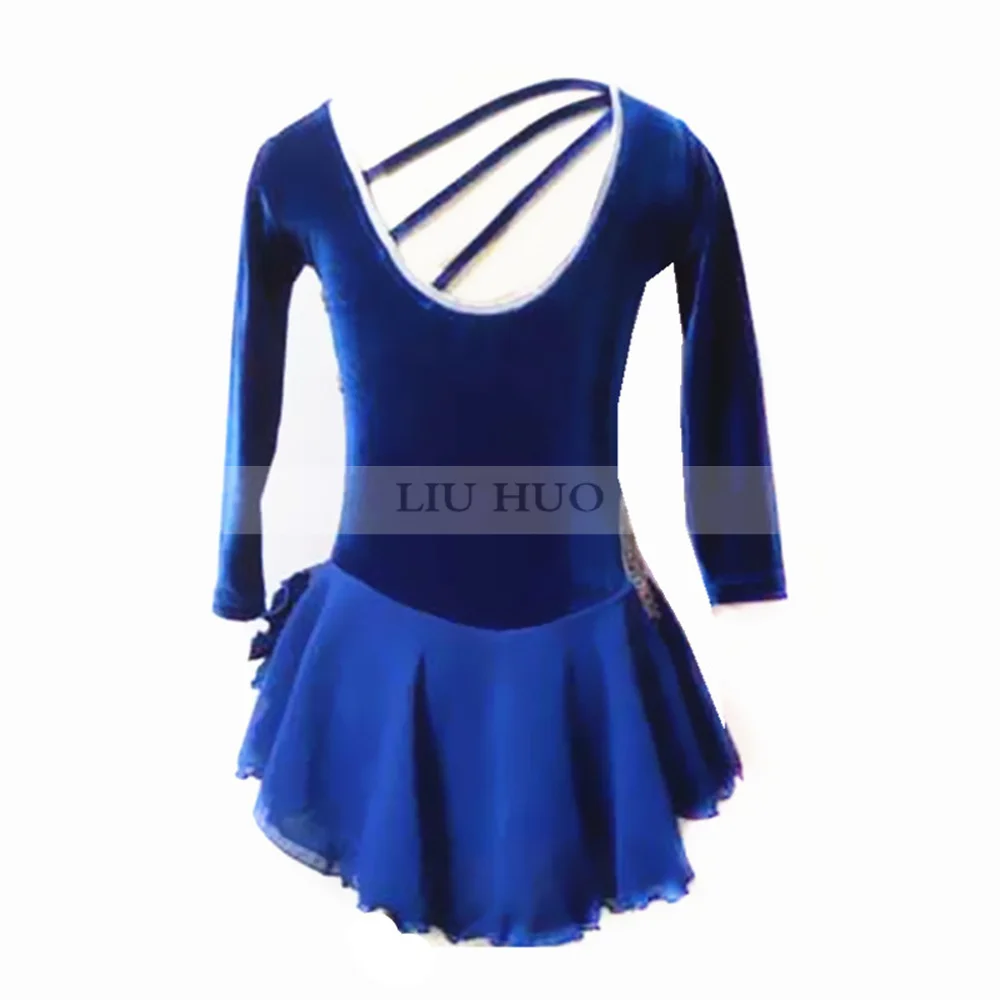 LIUHUO Naiste Tüdruk Täiskasvanud Laps Tulemuslikkuse Ballett Konkurentsi Leotard Jää iluuisutamise Kleit, Kostüüm Blue Star Velvet Lapsed 1