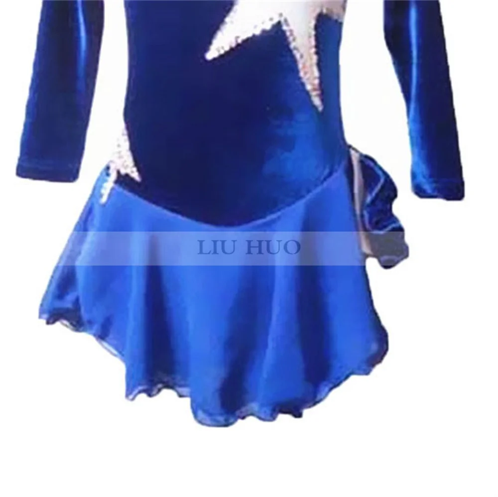 LIUHUO Naiste Tüdruk Täiskasvanud Laps Tulemuslikkuse Ballett Konkurentsi Leotard Jää iluuisutamise Kleit, Kostüüm Blue Star Velvet Lapsed 4