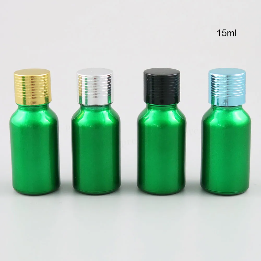 12 x Tühi 15ml 20 ml Värvi-Roheline Klaas eeterlik Õli Pudelit Mahuti koos Düüsiga Reduktor Alumiiniumist Kaaned 4