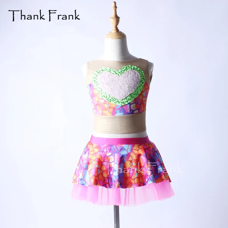 Tänan Frank 2-Osaline Värvikas Võrgusilma Ballett Kleit Tüdrukud Täiskasvanud Armastus Südames Lüüriline Tants Kostüüm C360 0