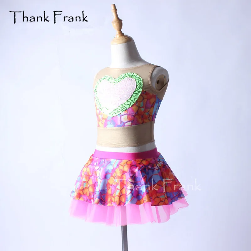 Tänan Frank 2-Osaline Värvikas Võrgusilma Ballett Kleit Tüdrukud Täiskasvanud Armastus Südames Lüüriline Tants Kostüüm C360 1