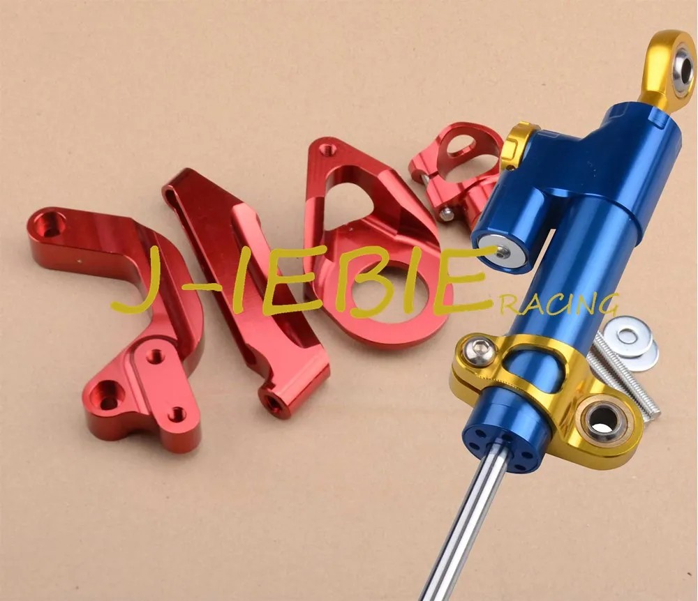 CNC Steering Damper Stabilisaator ja Punane Kanduri Paigaldus Suzuki GSXR1000 GSXR 1000 2009-2016 2010 2011 2012 2013 2014 2015 1