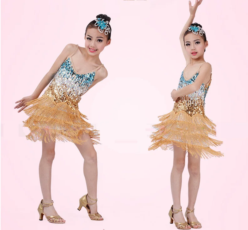 Lastel Ehitud Ladina Tantsusaal Tantsu Kleit Lapsed Tüdrukud Dancewear Erisoodustuse Seelikud Ladina-Etapil Tantsu Kostüüm Riided Lastele 3