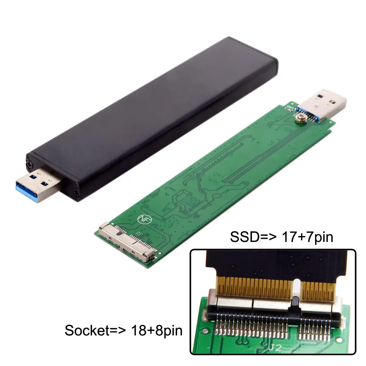 Jimier 17+7pin SSD HDD USB 3.0 Mees Kõvaketta Kassett Drive for Mac Book AIR A1465 A1466 MD223 MD224 MD231 MD213 MD232 1
