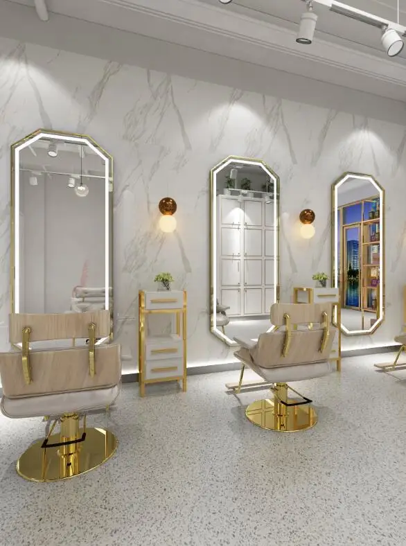 Barber shop peegel tabel ilusalong peegel lamp LED peegel seina riputamise lihtne, ühe-ja kahepoolne peegel juuksur 0