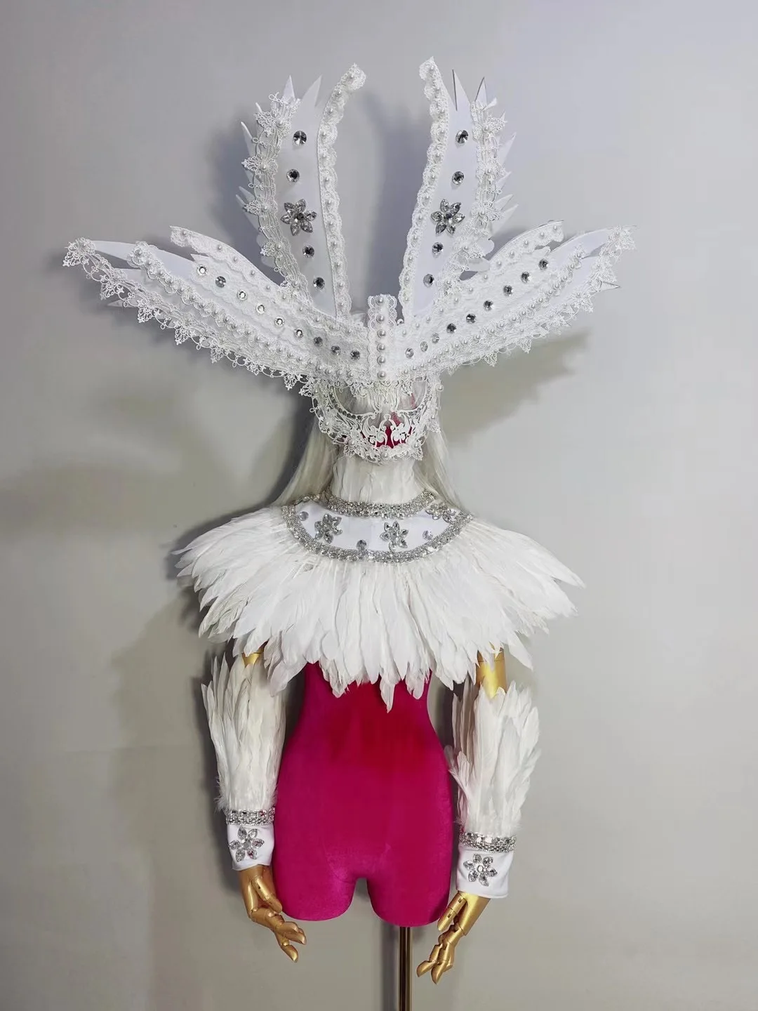 Full face mask headdress Sulg cape Seksikas naiste näita kostüüm Naistele gogo laulja ja tantsija etapi täitmise kanda 0