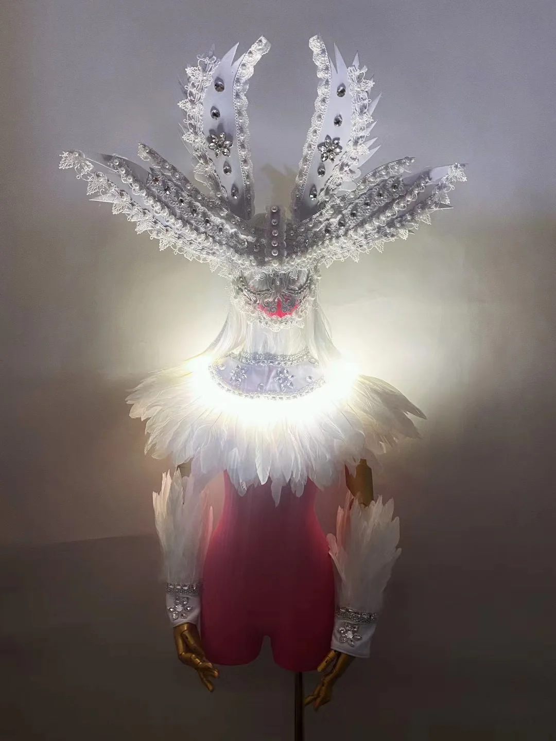 Full face mask headdress Sulg cape Seksikas naiste näita kostüüm Naistele gogo laulja ja tantsija etapi täitmise kanda 1
