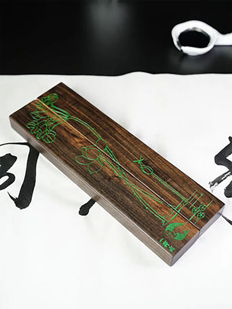1 Paar Kalligraafia Puidust Kirjapressi Hiina Maali/Kirjutamine Lotus Muster Paberil kaalud Kunsti Pakkumise 0
