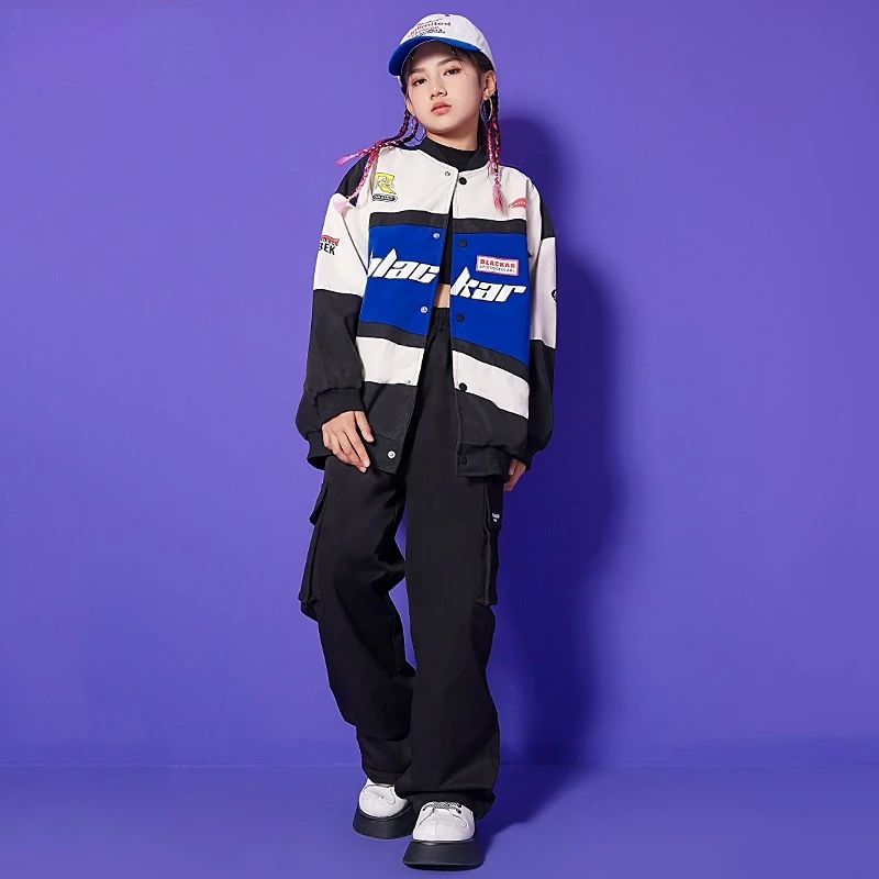Kid Pesapalli Mantel Racing Jope Must Cargo Püksid Hip-Hop Riided Tüdruk, Poiss, Jazz Tantsu Kostüüm Teismeline Street Wear 8 10 12Y 1