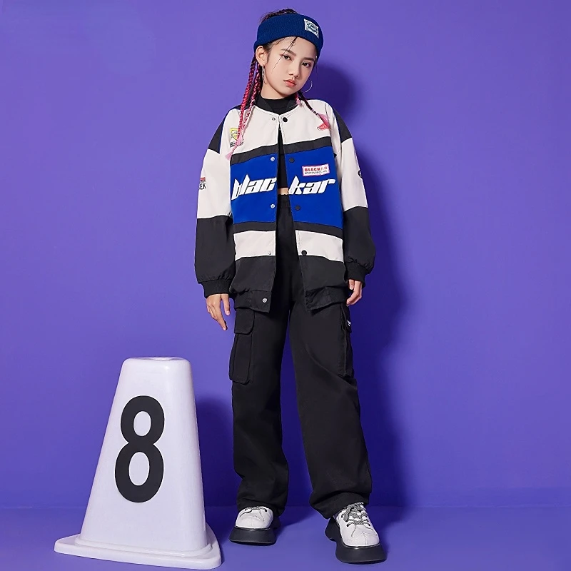 Kid Pesapalli Mantel Racing Jope Must Cargo Püksid Hip-Hop Riided Tüdruk, Poiss, Jazz Tantsu Kostüüm Teismeline Street Wear 8 10 12Y 2