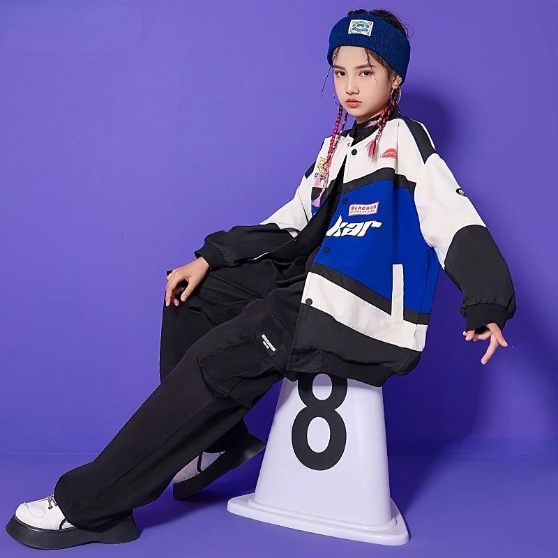 Kid Pesapalli Mantel Racing Jope Must Cargo Püksid Hip-Hop Riided Tüdruk, Poiss, Jazz Tantsu Kostüüm Teismeline Street Wear 8 10 12Y 3
