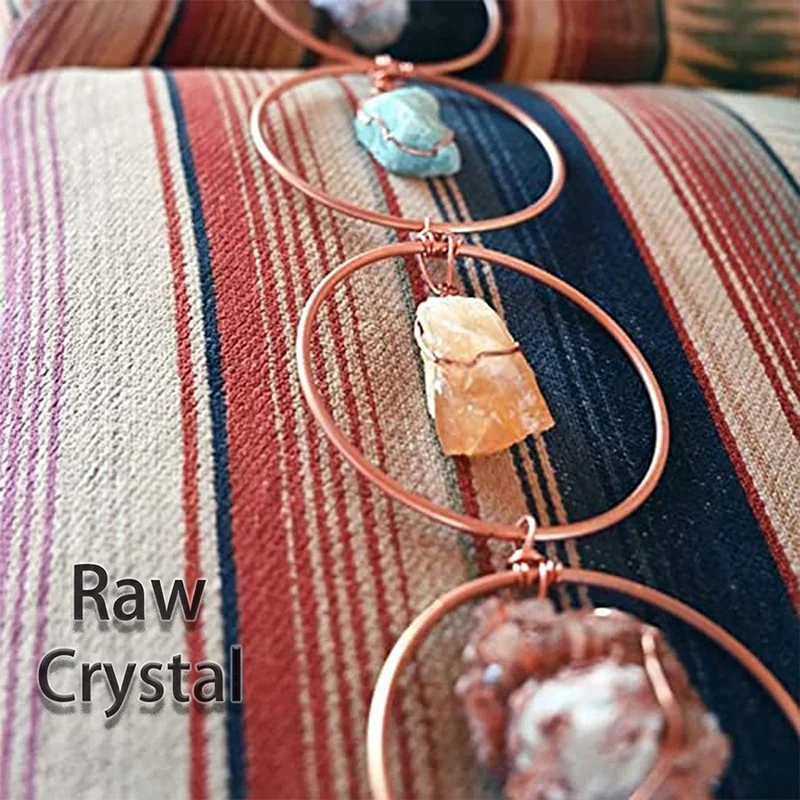Raw Crystal 7 Tšakra Gemstone Wall Decor - Meditatsiooni Rippuvad Dekoratiivsed Kivid Ornament Loomulik Reiki Vaimsed 5