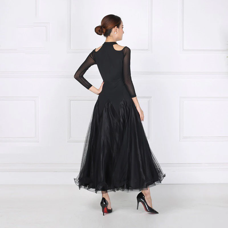 Kõrge Kvaliteediga Must Uus Tantsusaal tantsu konkurentsi standardi kleit kleidid kaasaegse tantsu kostüüm naistele tantsusaal valss kleit 1