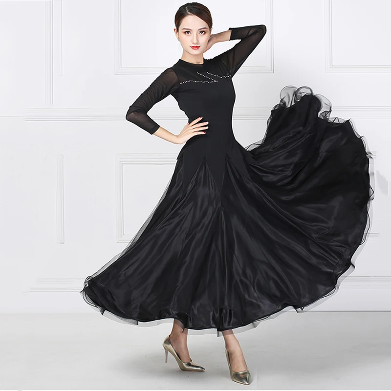 Kõrge Kvaliteediga Must Uus Tantsusaal tantsu konkurentsi standardi kleit kleidid kaasaegse tantsu kostüüm naistele tantsusaal valss kleit 4