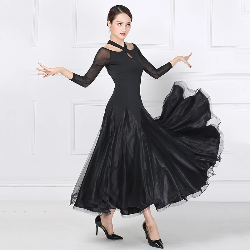 Kõrge Kvaliteediga Must Uus Tantsusaal tantsu konkurentsi standardi kleit kleidid kaasaegse tantsu kostüüm naistele tantsusaal valss kleit 5
