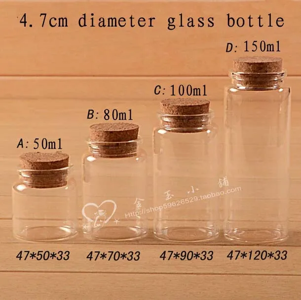 Võimsus 80ml (4.7*7*3.3 cm) 30pcs/palju läbipaistev armas klaasist viaali puidust pistik, Klaasist Pudelid korgist,mini klaasist viaal 1