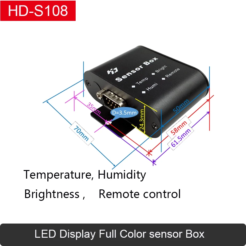 HD-108 Värviline Mitme-funktsioon Kasti Emperature, Niiskus, Heledus ja Kaugjuhtimispuldi Andur Kasti 1
