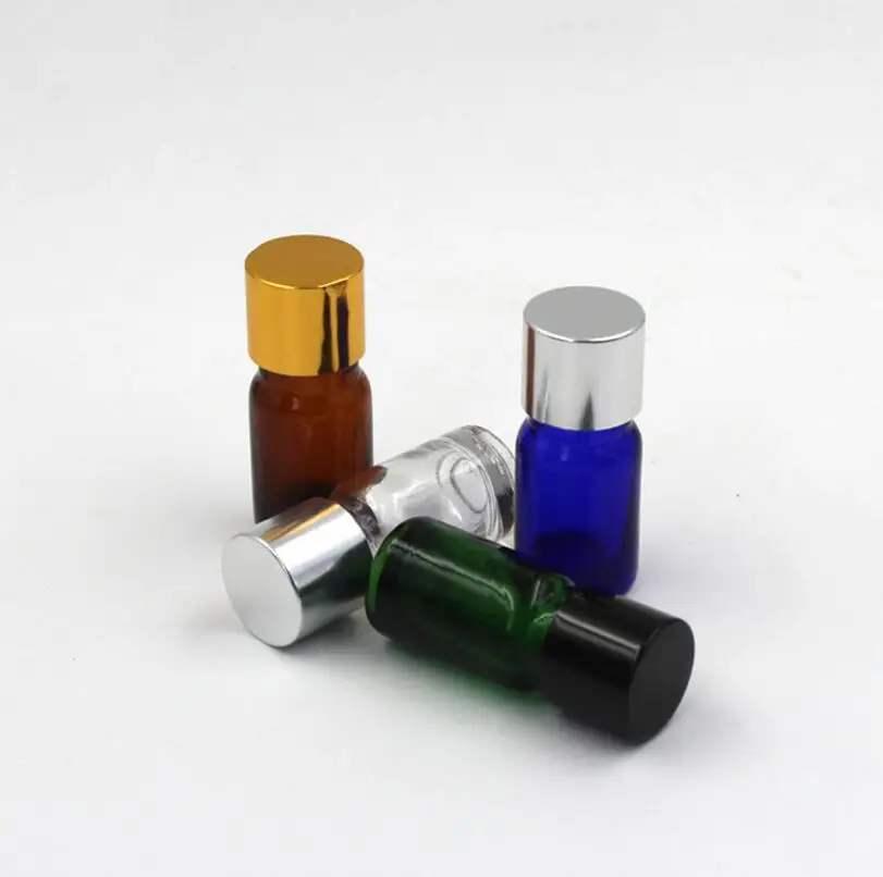 Hulgi-5ml klaas eeterlikku õli pudel, alumiinium kork, tühi eeterlik õli kosmeetika konteiner LX1047 0