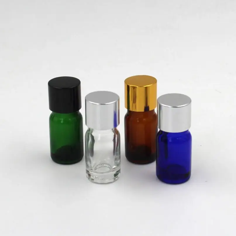 Hulgi-5ml klaas eeterlikku õli pudel, alumiinium kork, tühi eeterlik õli kosmeetika konteiner LX1047 1