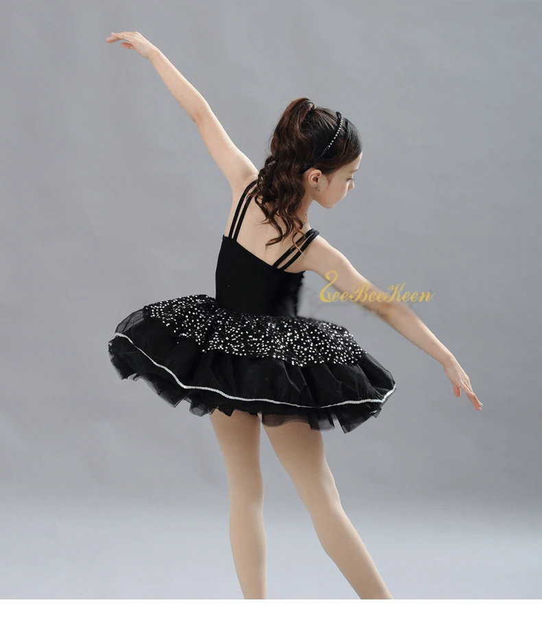 Must Varrukateta Litrid Ballett Kleit Lastele Ballet Tutu Tüdrukute bailarina Moodne Kostüüm Staadiumis täitmiseks Tantsu Kleit 3