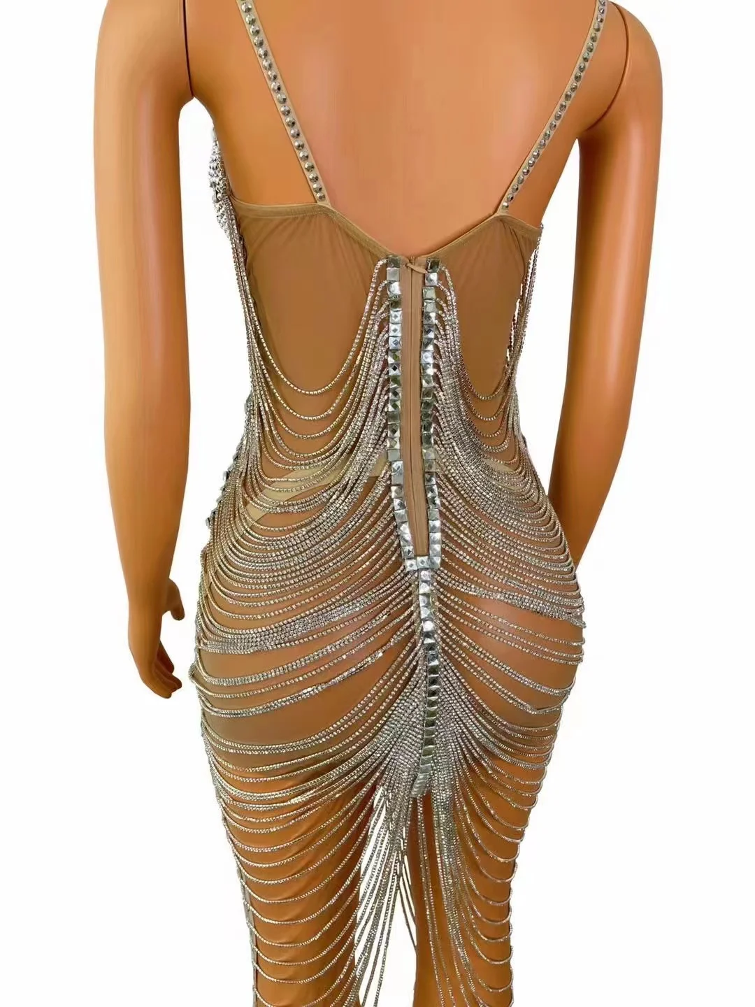 Seksikas, Luksuslik Hõbedane Rhinestone Ketid Crystal Kleit Sünnipäeva Tähistada Õhtul Prom Pool Kleit Tulemuslikkuse Tants Etapp Kanda 4