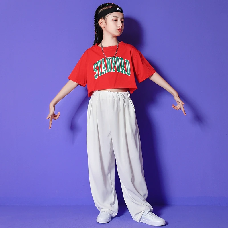 Lapsed, Hip-Hop Riided Kpop Tantsu Varustus Punane Saagi Tops Tshirt Streetwear Haaremi Püksid Tüdruk Poiss Kontsert Jazz Tantsu Kostüüm 5