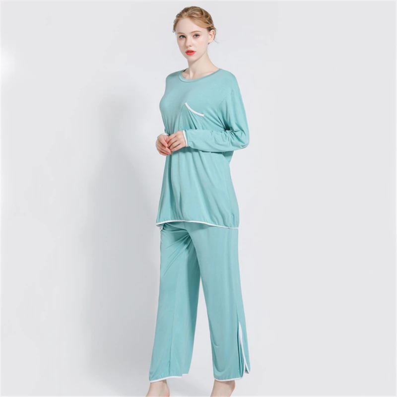Lahtised riided uued modal pikad varrukad home service kaks-tükk naiste vabaaja pidžaama komplekt pijama feminino 2020 0