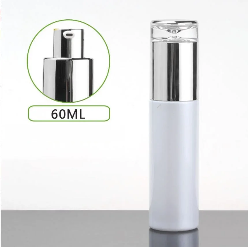 60ml roheline/matid/valge/sinine klaas pudel hõbe vajutage pumba seerumi/kreem/emulsioon/sihtasutus/niiskuse tooner naha hooldus pakkimine 0