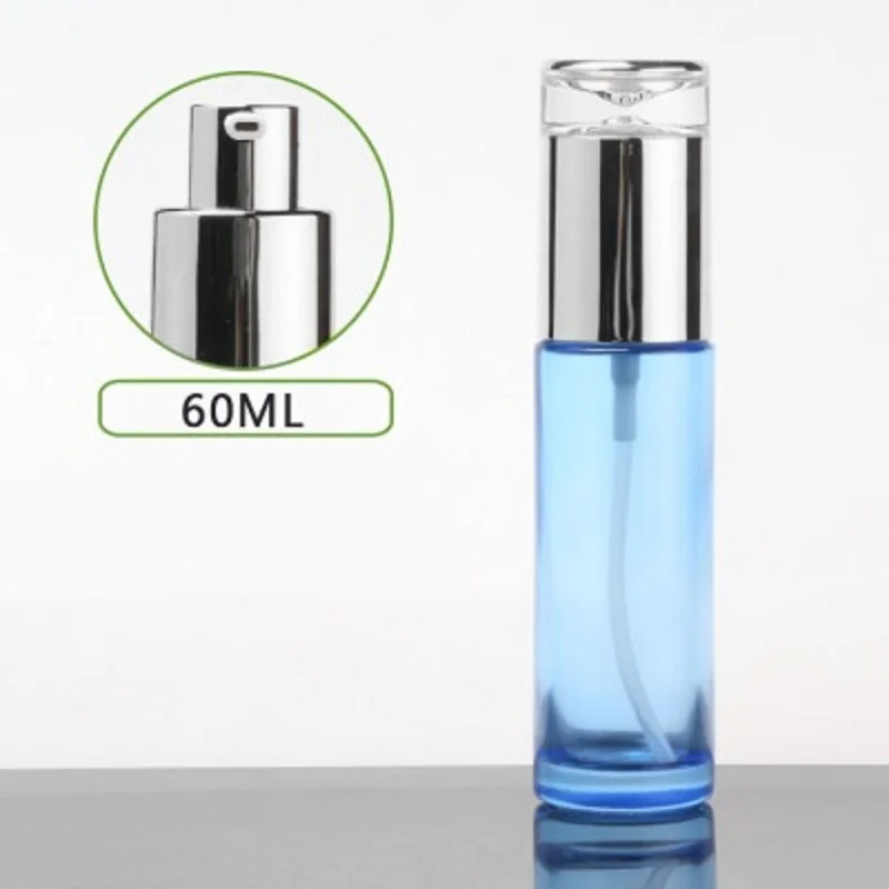 60ml roheline/matid/valge/sinine klaas pudel hõbe vajutage pumba seerumi/kreem/emulsioon/sihtasutus/niiskuse tooner naha hooldus pakkimine 2