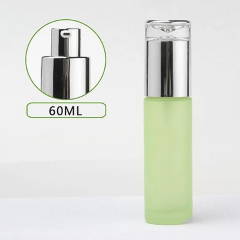 60ml roheline/matid/valge/sinine klaas pudel hõbe vajutage pumba seerumi/kreem/emulsioon/sihtasutus/niiskuse tooner naha hooldus pakkimine 3
