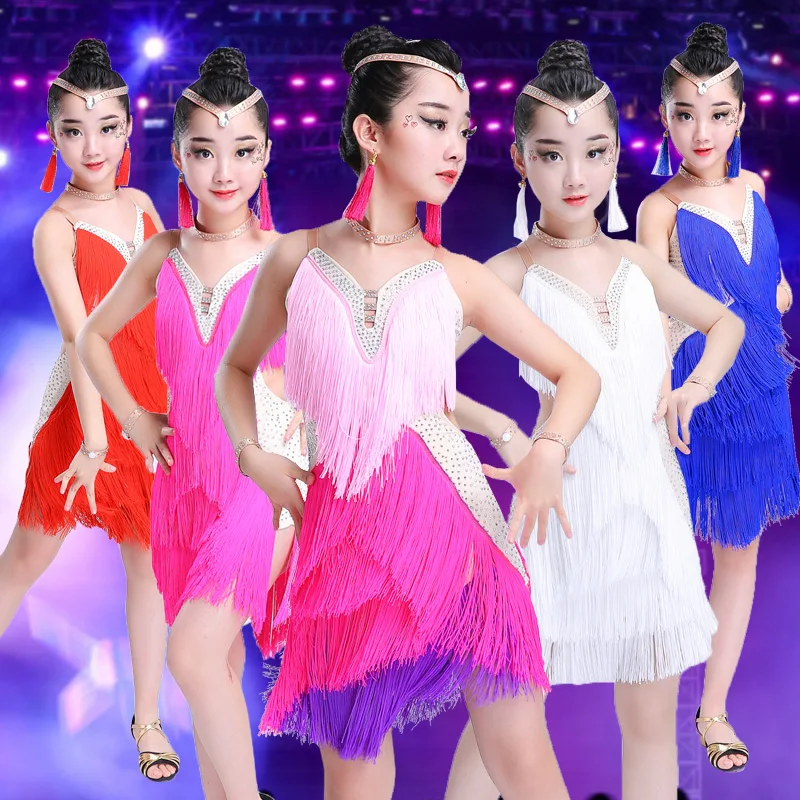 Professionaalne ladina etendus riided uued tüdrukud särav teemant tutt ladina tantsu seelik laste ladina konkurentsi ülikond 0